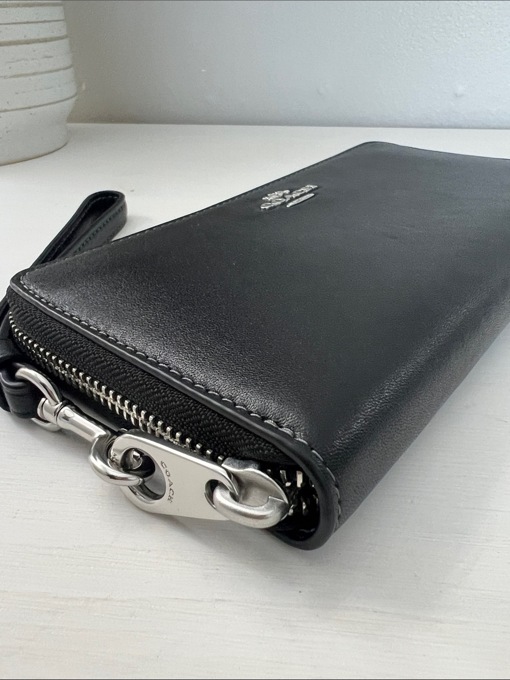 Coach Outlet Long Zip Around Wallet Smooth Black and Silver Style No. CR623 - Picture 10 of 11